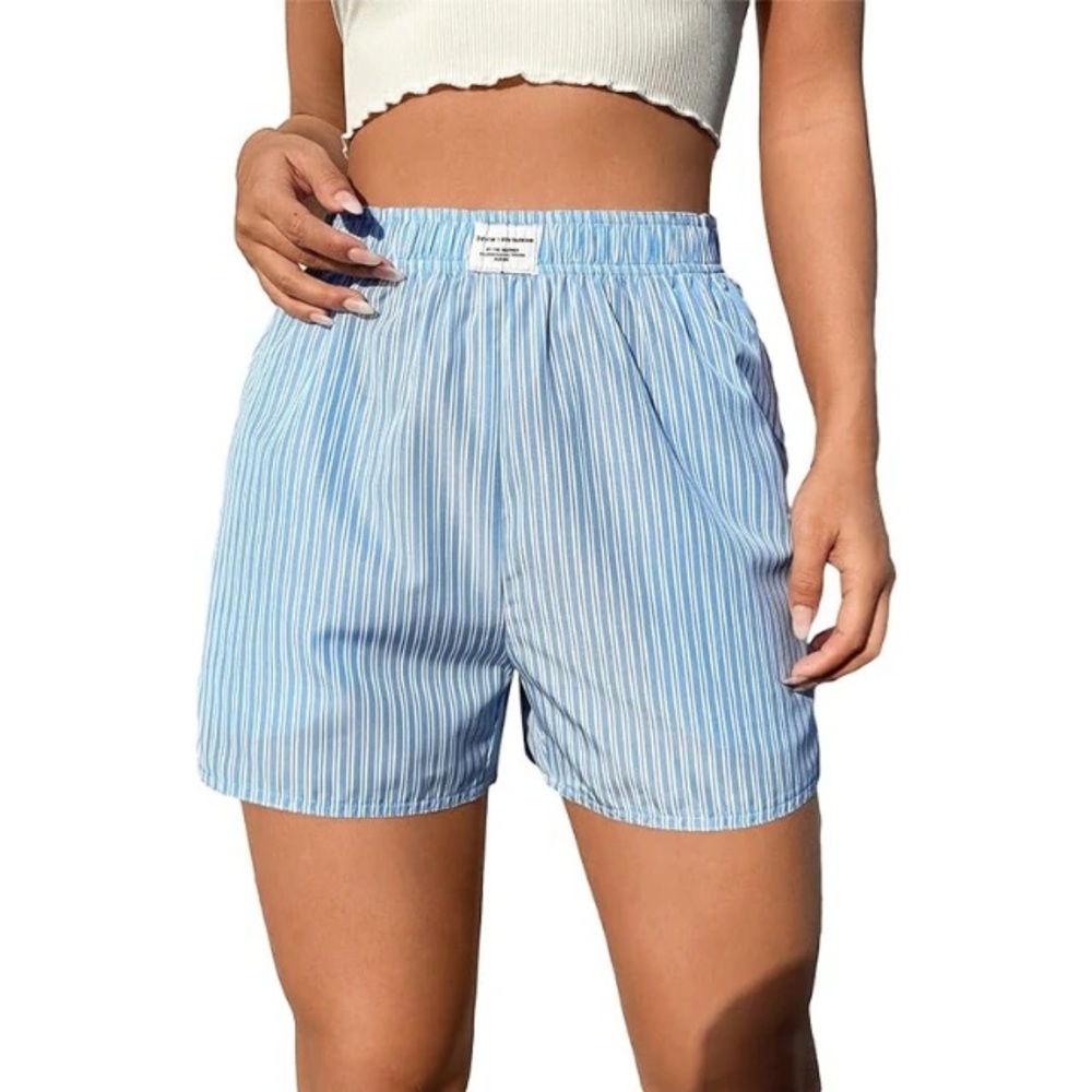 Striped Blue Women's Boxer Shorts - like KATYDID + Princess Polly